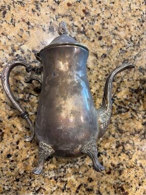 Vintage Elegance Silver Plates on Brass - Ornate Footed CoffeeTea Server